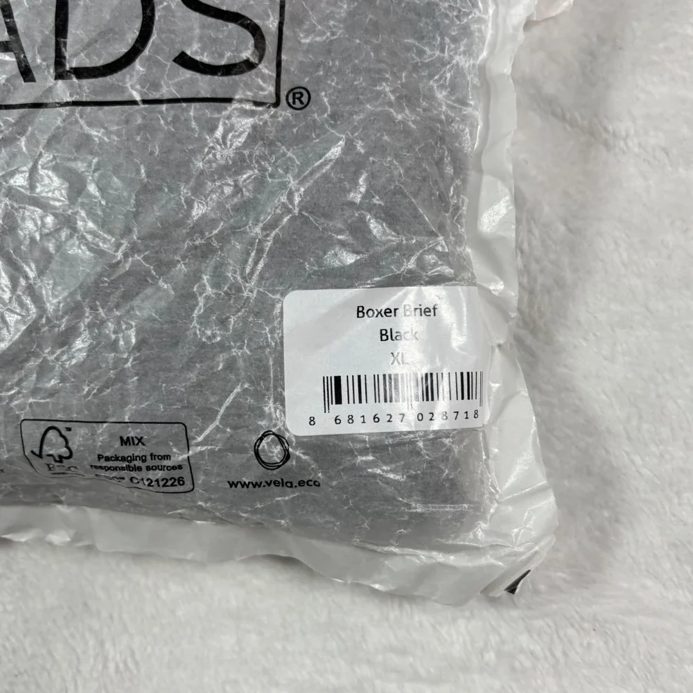 NADS Organic Boxer Briefs Mens XL Black Cotton Stretch Underwear XL RN 167693